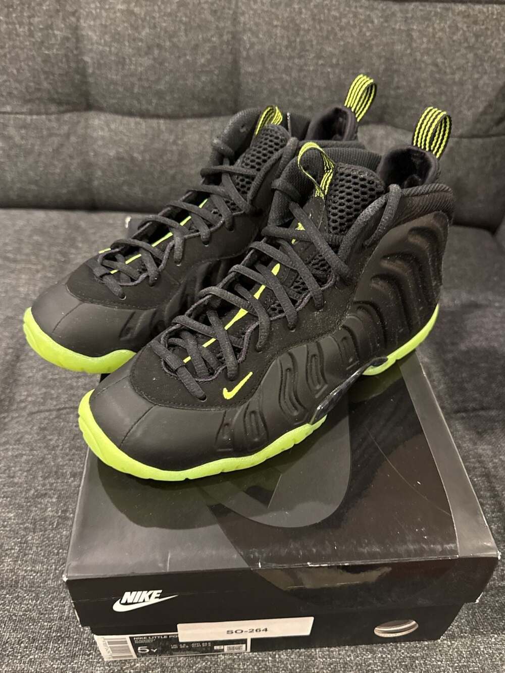 5Y - Nike Little Posite One GS Black Volt HF0977-001